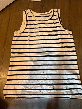 Current/Elliott White Tank with Black Stripes